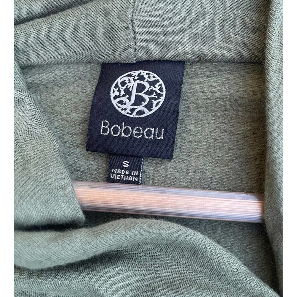 Bobeau Open Front One Button Sweatshirt Sweater Size Small Olive Green Pockets - Picture 5 of 7